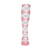 Ladies Over the Calf Argyle Sock Pink and White 360 View
