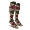 Mens Over the Calf Argyle Socks Taupe, Maroon and Olive
