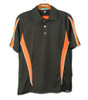 Mens Sport Pro Dry Microfiber Eagle Black and Orange Golf Shirt Front