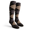 Argyle Socks - Mens Over-the-Calf - W: Black/Taupe/Charcoal