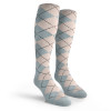 Argyle Socks - Mens Over-the-Calf - EE: Light Blue/White
