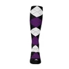Youth Over the Calf Argyle Sock Black, Purple and White 360 View