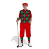 Mens Red/Black/Lime Sweater Golf Outfit