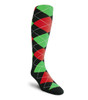 Mens Over the Calf Argyle Sock Black, Red and Lime Green
