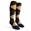 Youth Over the Calf Argyle Socks Navy Blue, Khaki and Olive