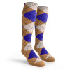 Argyle Socks - Mens Over-the-Calf - WWWW: Khaki/Royal/White