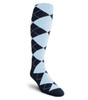 Mens Over the Calf Argyle Sock Navy Blue and Light Blue