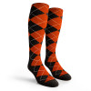 Argyle Socks - Mens Over-the-Calf - YY: Black/Orange