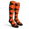Argyle Socks - Mens Over-the-Calf - YY: Black/Orange