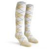 Ladies Over the Calf Argyle Socks Natural and White