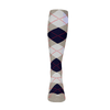 Mens Over the Calf Argyle Sock Taupe, Navy and White 360 View