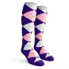 Argyle Socks - Mens Over-the-Calf - OOO: Purple/Pink/White