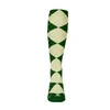Ladies Over the Calf Argyle Sock Dark Green and Natural 360 View