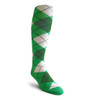 Mens Over the Calf Argyle Sock Lime Green, Dark Green and White