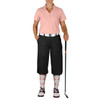 Ladies Sport Clubhouse Cotton Solid Pink Golf Shirt with Black Golf Knickers and Pink and White Argyle Socks