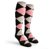 Argyle Socks - Mens Over-the-Calf - PPP: Black/Pink/White
