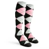 Argyle Socks - Mens Over-the-Calf - PPP: Black/Pink/White