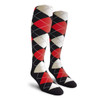 Youth Over the Calf Argyle Socks Black, Red and White