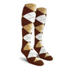Mens Over the Calf Argyle Socks Brown, Khaki and White