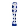 Youth Over the Calf Argyle Sock Royal and White 360 View