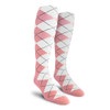 Youth Over the Calf Argyle Socks Pink and White