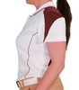 Ladies Sports Microfiber Duel Tone Wedge White and Maroon Shirt Side