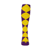 Youth Over the Calf Argyle Sock Purple and Yellow 360 View