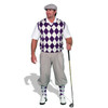 Mens Taupe, Purple & White Sweater Golf Outfit