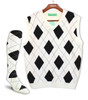 Mens Signature White and Black Argyle Sweater Vest With Matching Socks