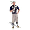 Mens Taupe, Navy & White Sweater Golf Outfit