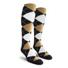 Ladies Over the Calf Argyle Socks Black, Khaki and White