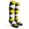 Argyle Socks - Mens Over-the-Calf - NNNN: Black/Yellow/White