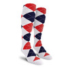 Ladies Over the Calf Argyle Socks White, Navy and Red Ladies Over the Calf Argyle Socks White, Navy and Red