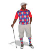 Mens Taupe, Red & Royal Sweater Golf Outfit