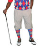 Mens Taupe Microfiber Golf Knickers with Taupe, Red and White Argyle Socks