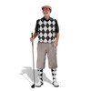 Mens Taupe, Black & White Sweater Golf Outfit