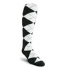 Mens Over the Calf Argyle Sock Black and White