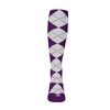 Mens Over the Calf Argyle Sock Purple and White 360 View