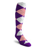 Mens Over the Calf Argyle Sock Purple, Pink and White