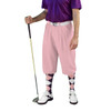 Mens Pink Microfiber Golf Knickers with Purple, Pink and White Argyle Socks