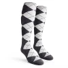 Youth Over the Calf Argyle Socks Charcoal and White