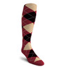 Mens Over the Calf Argyle Sock Maroon, Black and Khaki