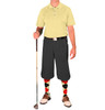 Mens Sport Hybrid Microfiber Solid Butter Golf Shirt with Black Golf Knickers and Butter Red and Black Socks