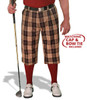 Mens Outdoor Sports Amsterdam Plaid Golf Knickers Front with Red Socks and Shirt