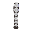 Ladies Over the Calf Argyle Sock Charcoal and White 360 View