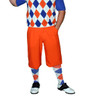 Mens Orange Microfiber Golf Knickers with White, Royal Blue and Orange Argyle Socks