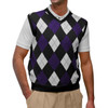 Argyle Sweater Vest - Mens Black/Purple/White