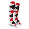 Mens Over the Calf Argyle Socks White, Black and Red Mens Over the Calf Argyle Socks White, Black and Red