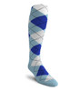 Mens Over the Calf Argyle Sock Light Blue, Royal and White