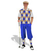 Mens Royal, Khaki & White Sweater Golf Outfit